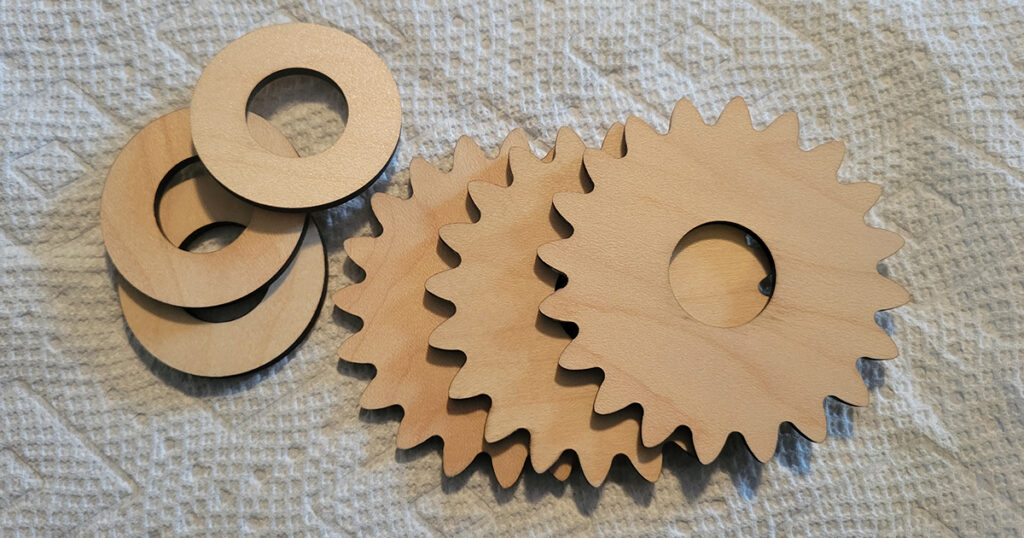 laser cut gears and washers